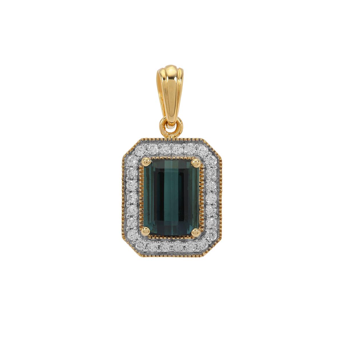 Indicolite Diamond 18K Gold Tomas Rae Pendant MTGW 1 67cts Gemporia