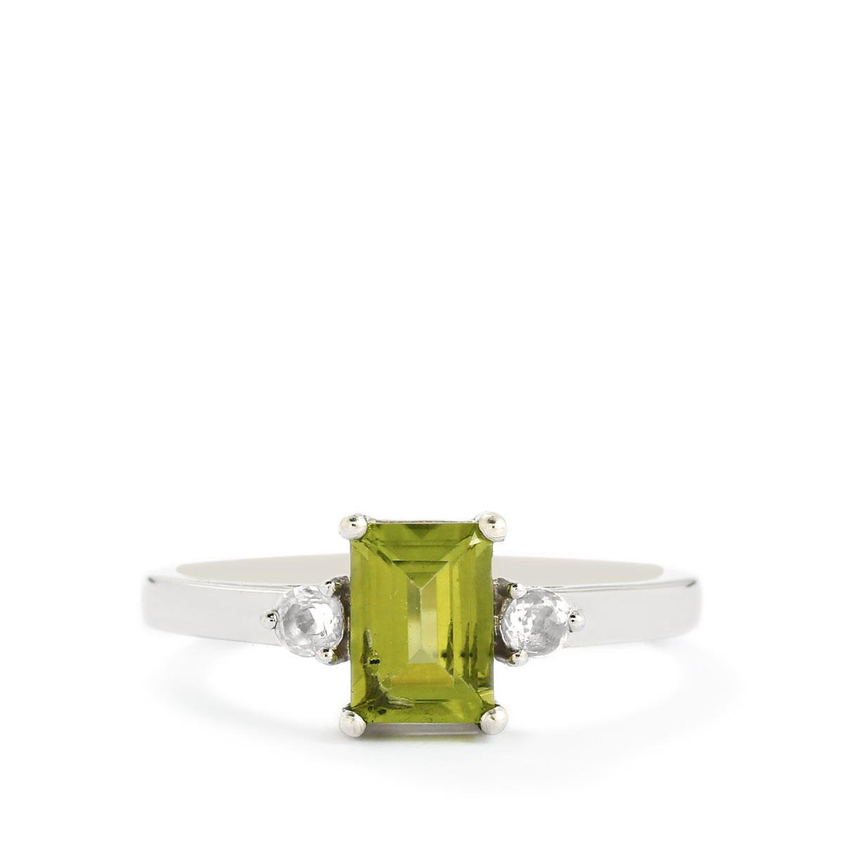 Changbai Peridot White Topaz Sterling Silver Ring Atgw Cts Gemporia