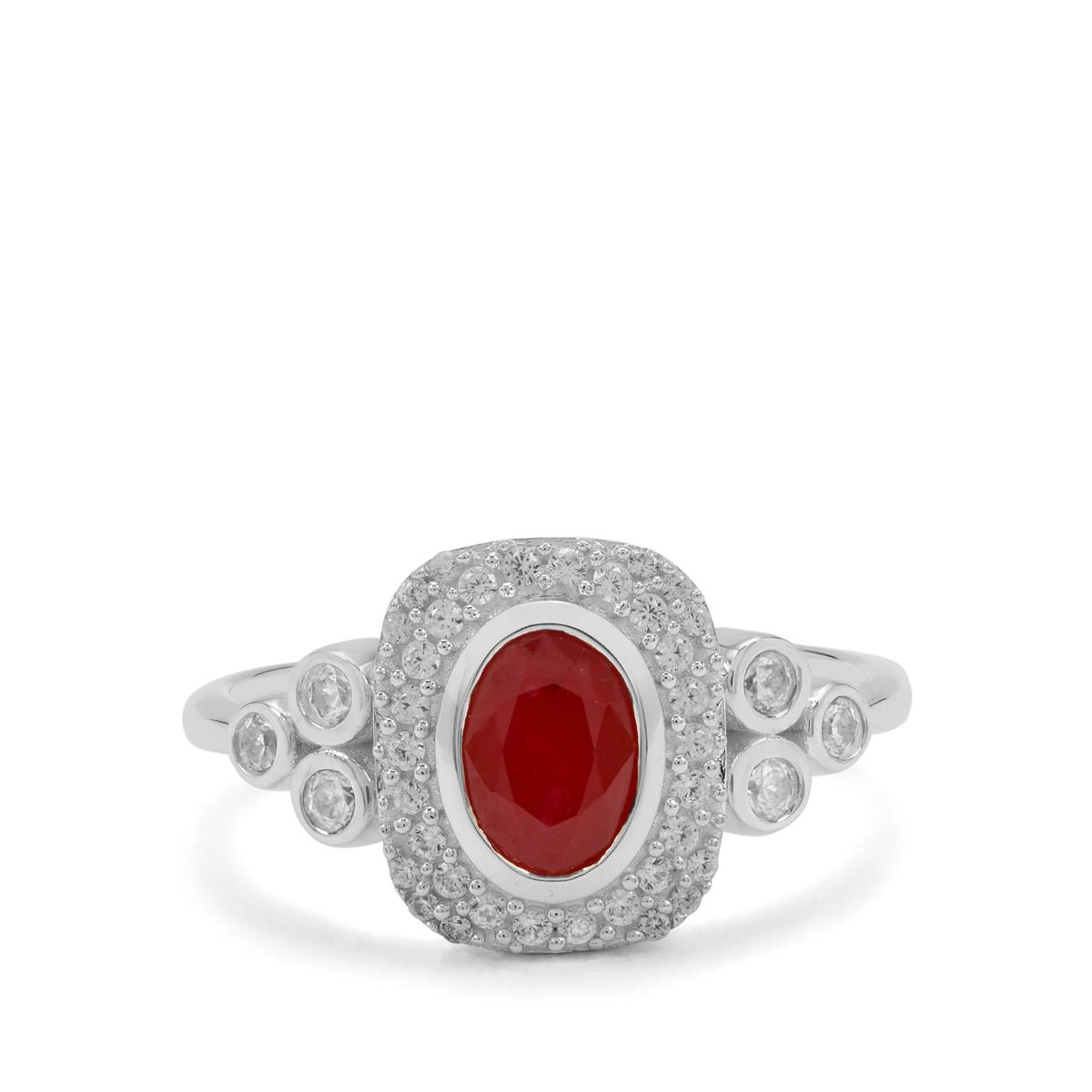 Burmese Ruby White Zircon Sterling Silver Ring Atgw Cts Gemporia