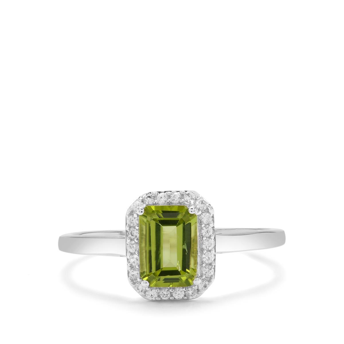 Changbai Peridot White Zircon Sterling Silver Ring Gemporia