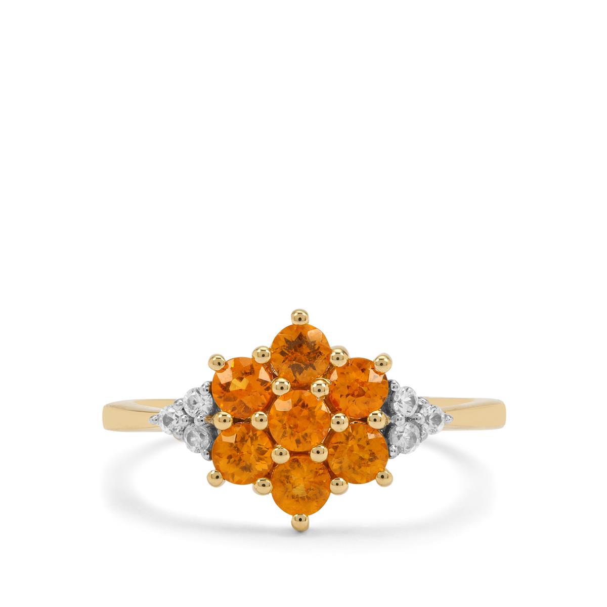 Nigerian Mandarin Garnet White Zircon K Gold Ring Atgw Cts