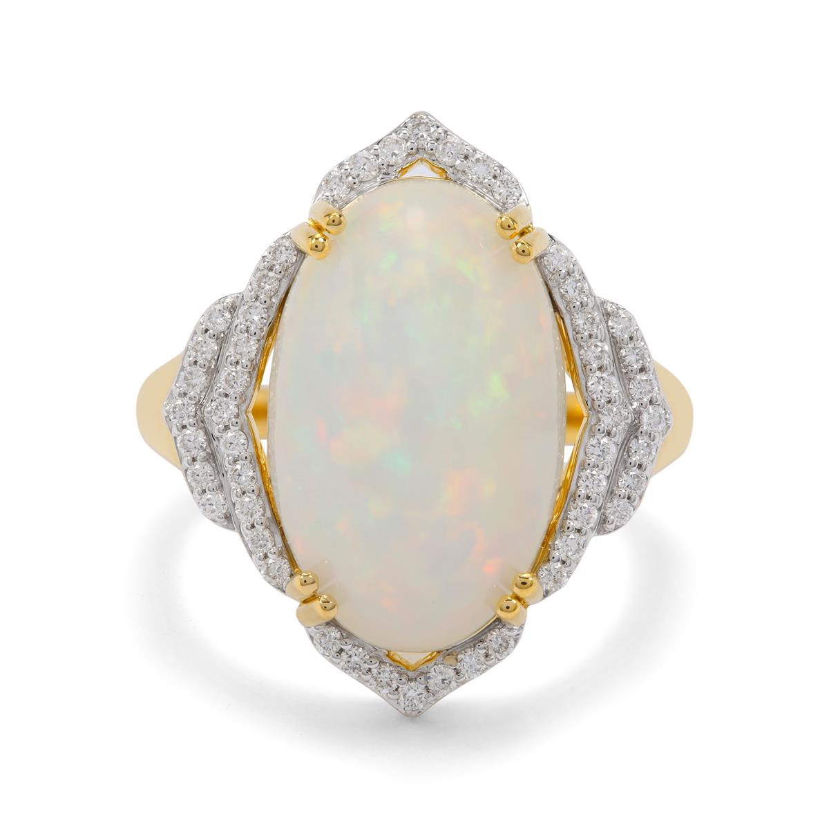 Ethiopian Opal Diamond 18K Gold Lorique Ring MTGW 8 63cts Gemporia