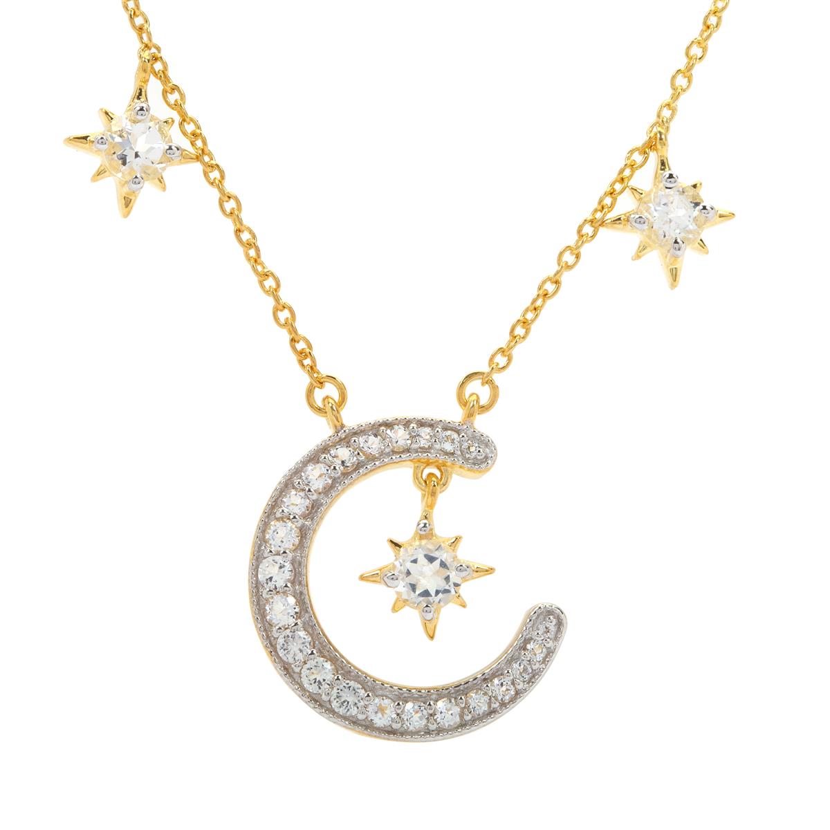 Cts White Topaz Midas Moon And Star Necklace Gemporia