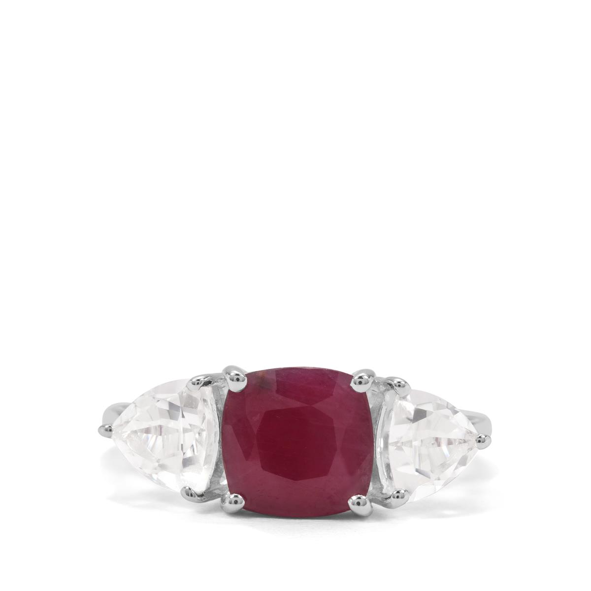 Bharat Ruby White Topaz Sterling Silver Ring ATGW 4 52cts Gemporia