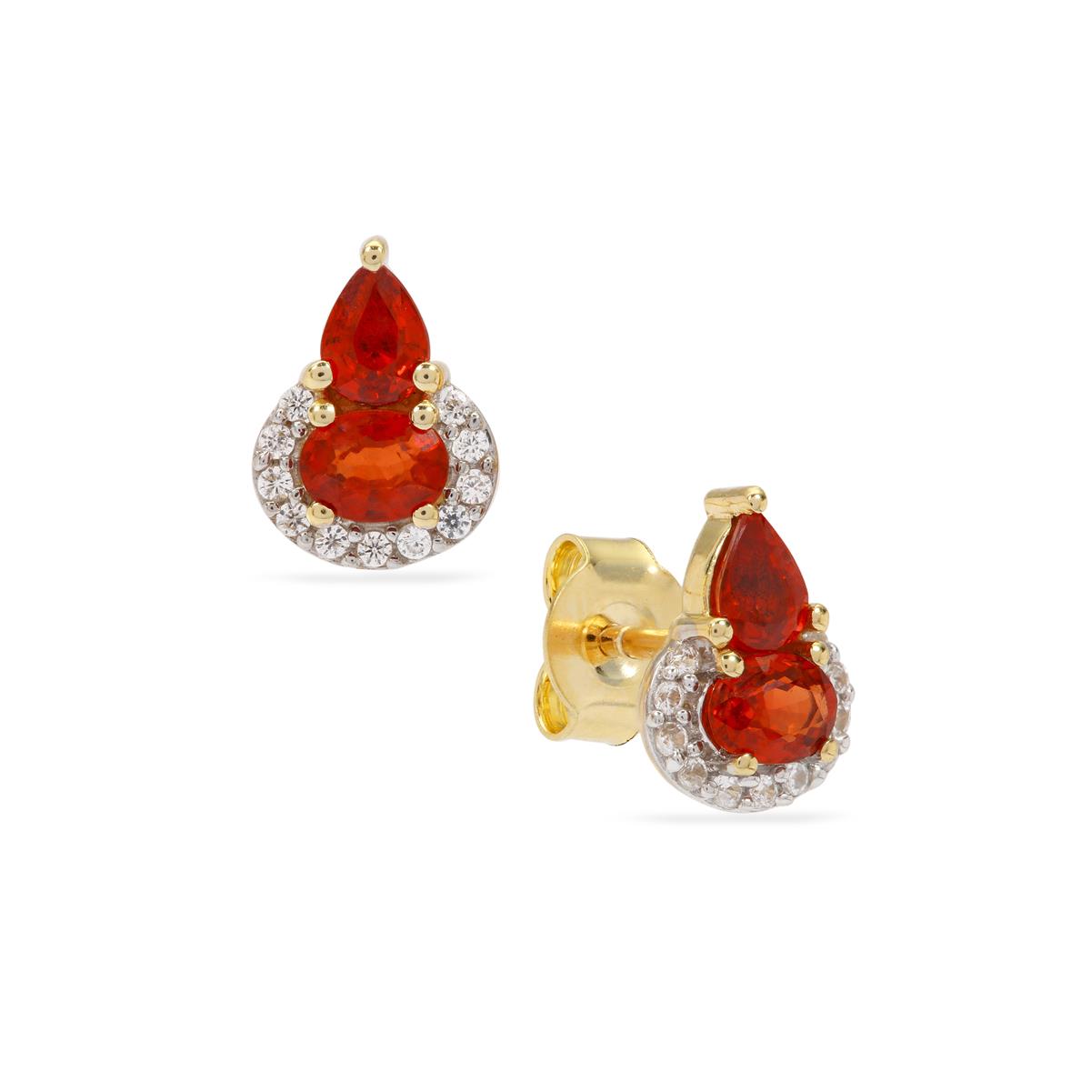 Songea Red Sapphire White Zircon K Gold Earrings Atgw Ct Gemporia