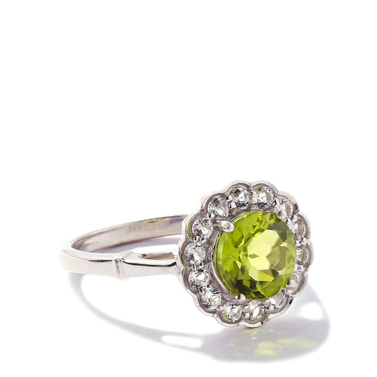 Changbai Peridot White Topaz Sterling Silver Ring Atgw Cts Gemporia