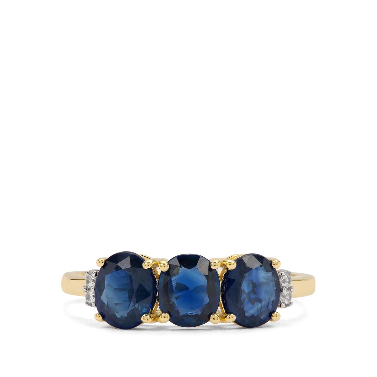 Australian Blue Sapphire White Zircon K Gold Ring Atgw Cts Gemporia