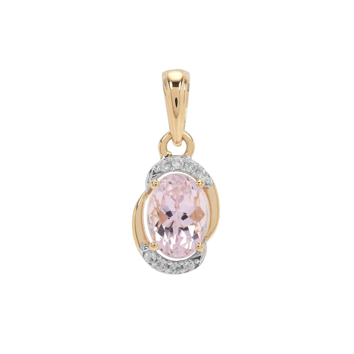 Minas Gerais Kunzite White Zircon 9K Gold Pendant ATGW 1ct Gemporia