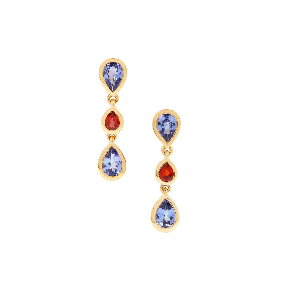 Aa Tanzanite Songea Red Sapphire K Gold Earrings Atgw Cts Gemporia