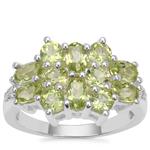 Changbai Peridot White Zircon Sterling Silver Ring ATGW 2 73cts