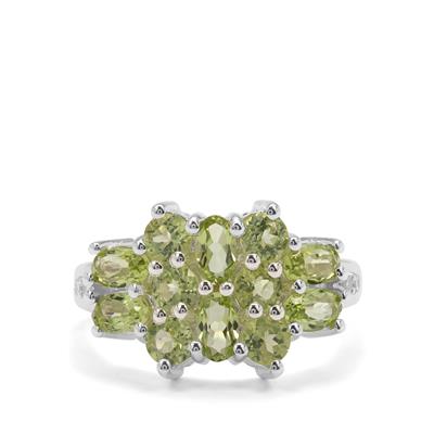 Changbai Peridot White Zircon Sterling Silver Ring ATGW 2 73cts