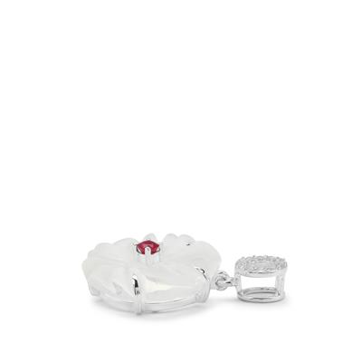 Optic Quartz Burmese Ruby White Zircon Sterling Silver Carved