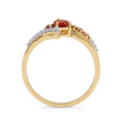 Songea Red Sapphire Burmese Red Spinel White Zircon K Ring Gold