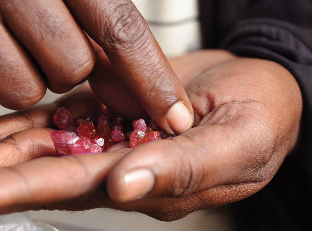 Macro shot of the facets on a clear, brilliant diamond.