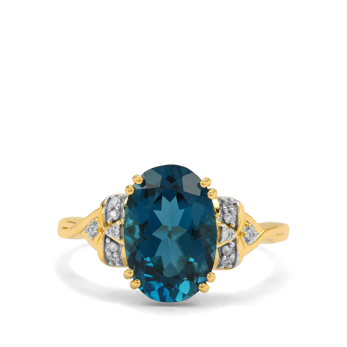 Marambaia London Blue Topaz & White Zircon 9K Gold Ring ATGW 4.20cts ...