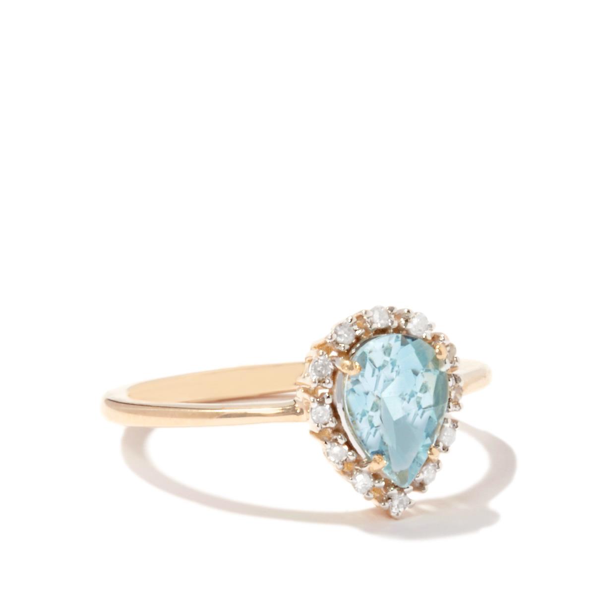 Aquamarine & Diamond 10k Gold Ring ATGW 1.01cts | Gemporia