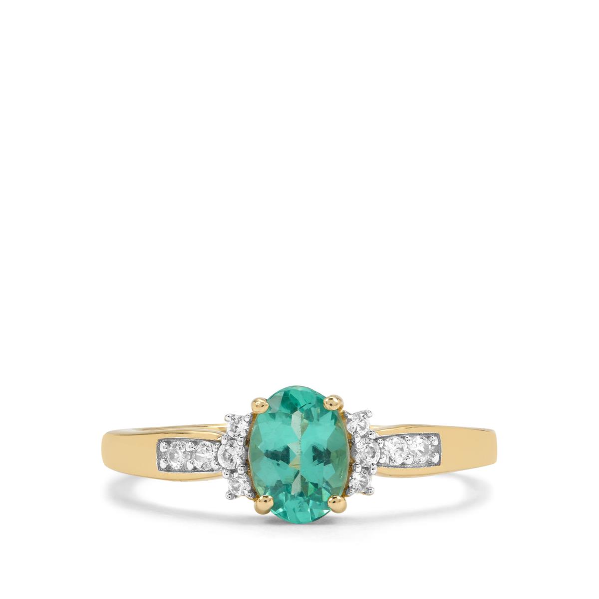 Botli Green Apatite & White Zircon 9K Gold Ring ATGW 1cts | Gemporia