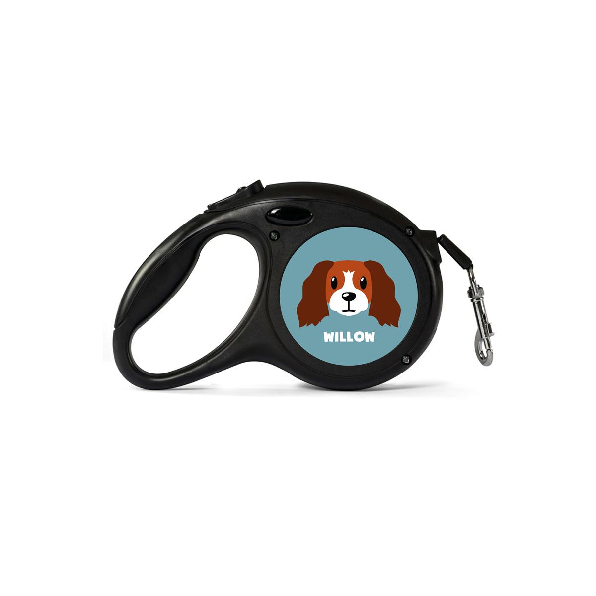 Personalised Red and White Cocker Spaniel Retractable Dog Lead (Small