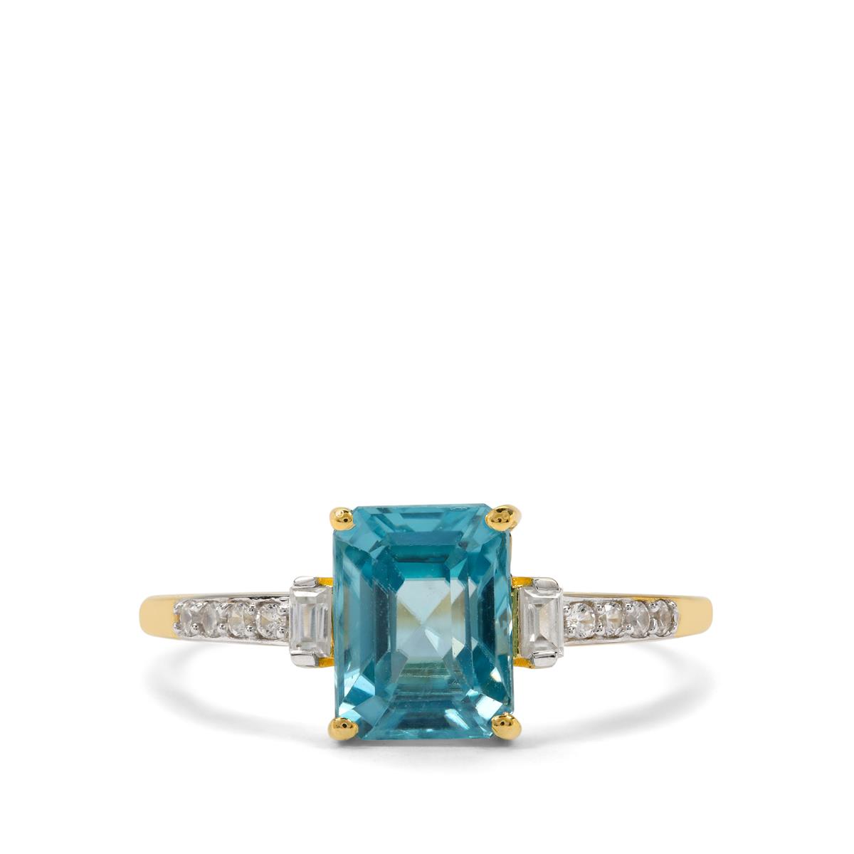 2.65cts Blue, White Zircon 9k Gold Ring 