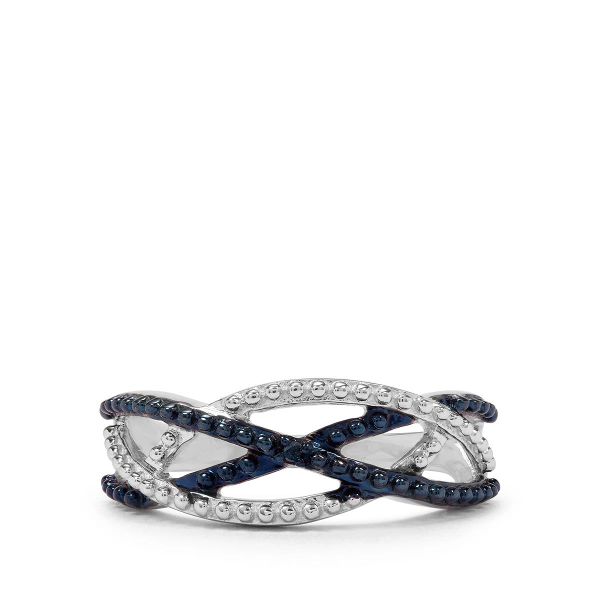 'The Double Infinity' Blue Diamond Ring in Sterling Silver | Gemporia