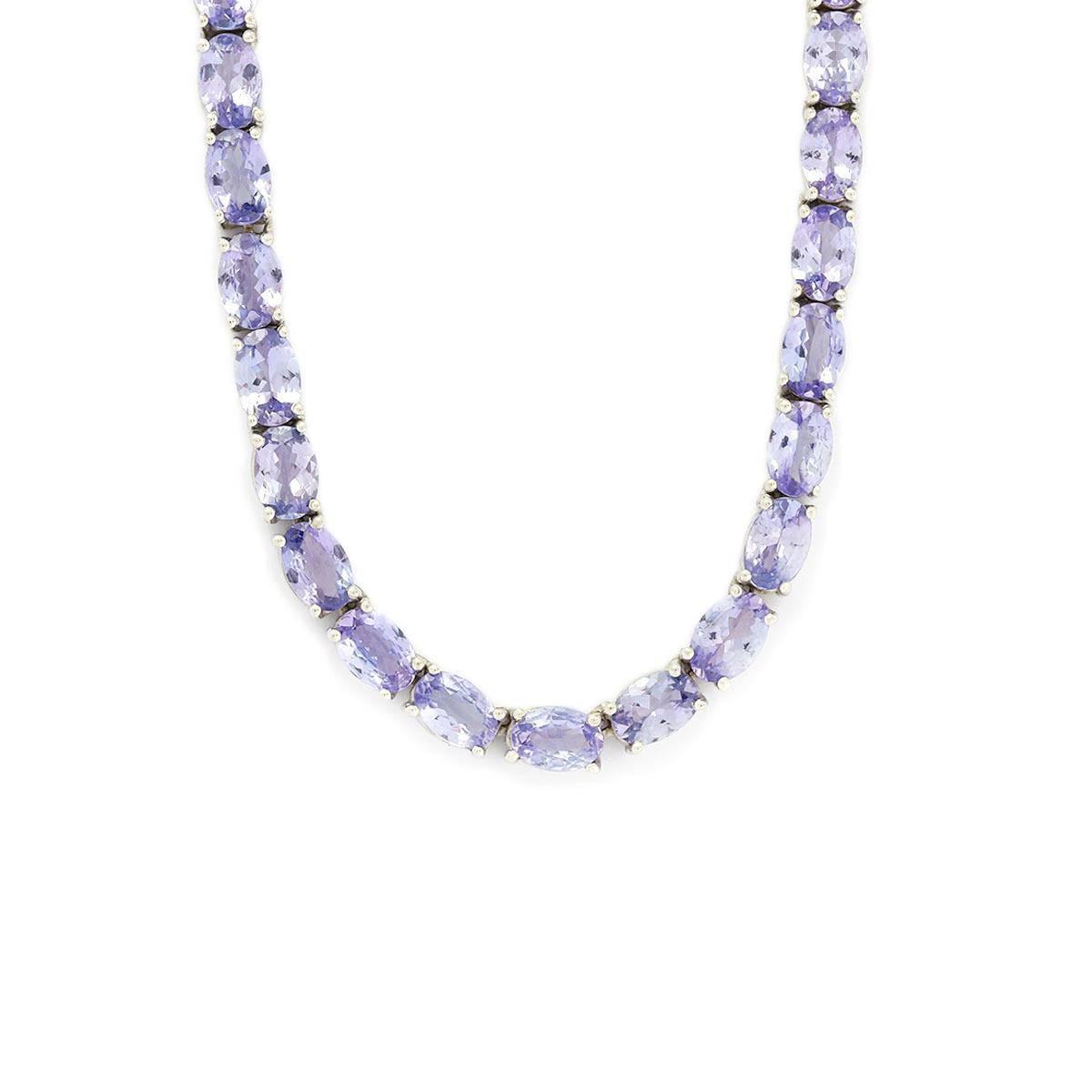 31.01ct AA Tanzanite Sterling Silver Necklace | Gemporia