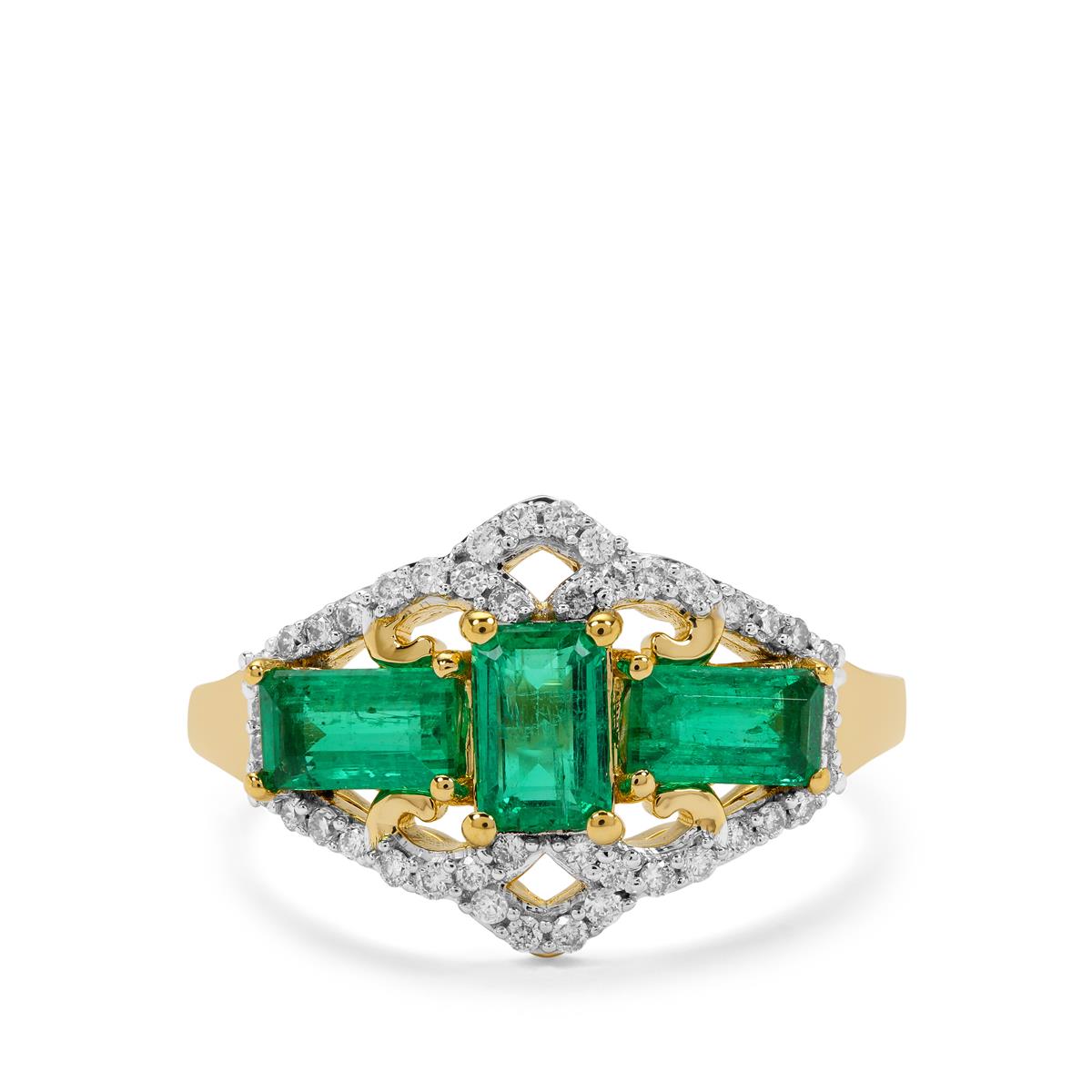 Panjshir Emerald & Diamonds 18K Gold Lorique Ring MTGW 1.45cts Gemporia