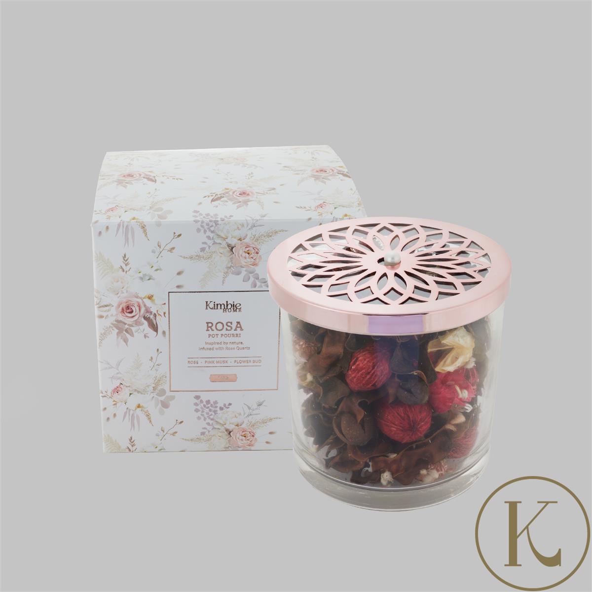 Kimbie Home Rosa Pot Pourri Rose Gold Lid With Freshwater Pearl