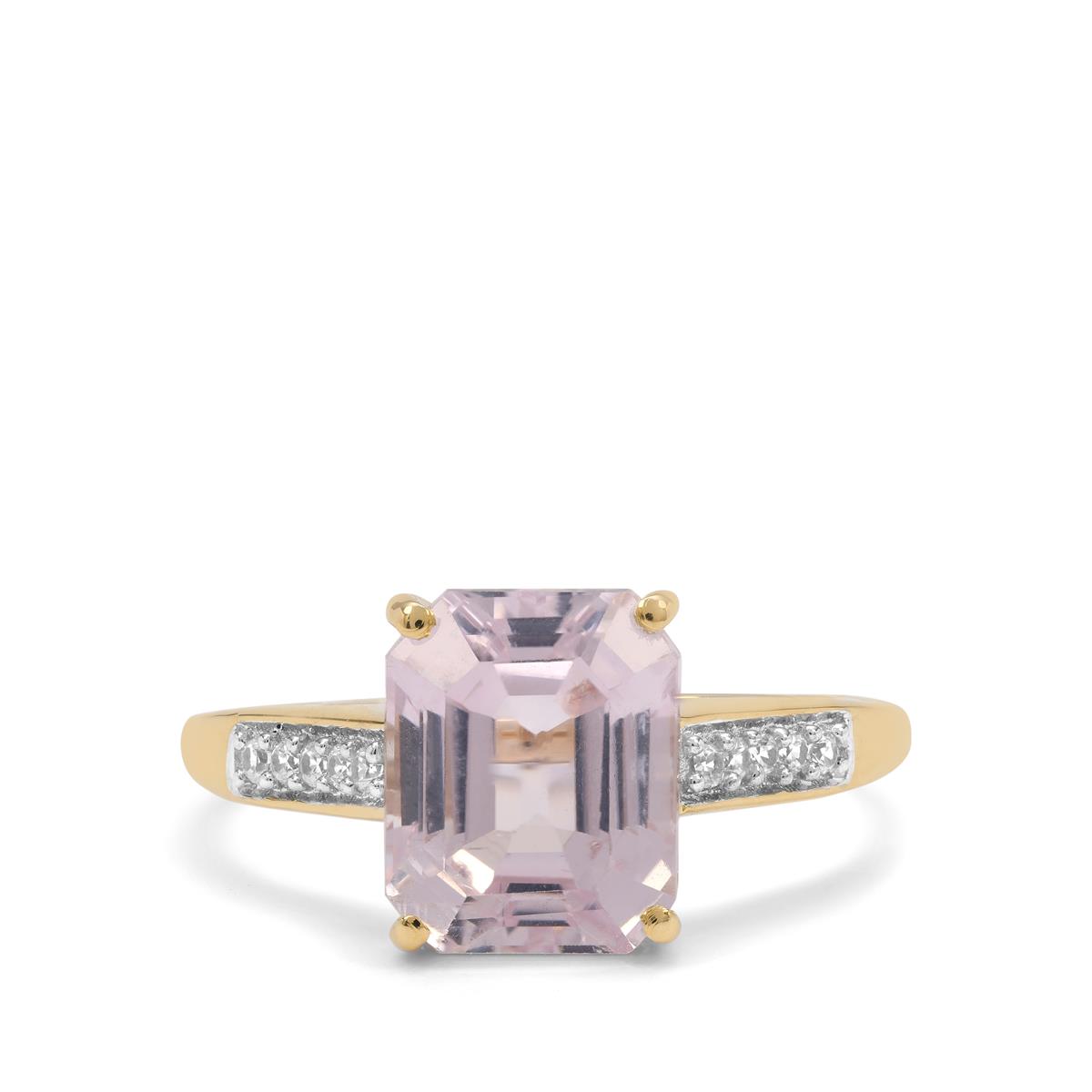 Kolum Kunzite & White Zircon 9K Gold Ring ATGW 4.40cts | Gemporia