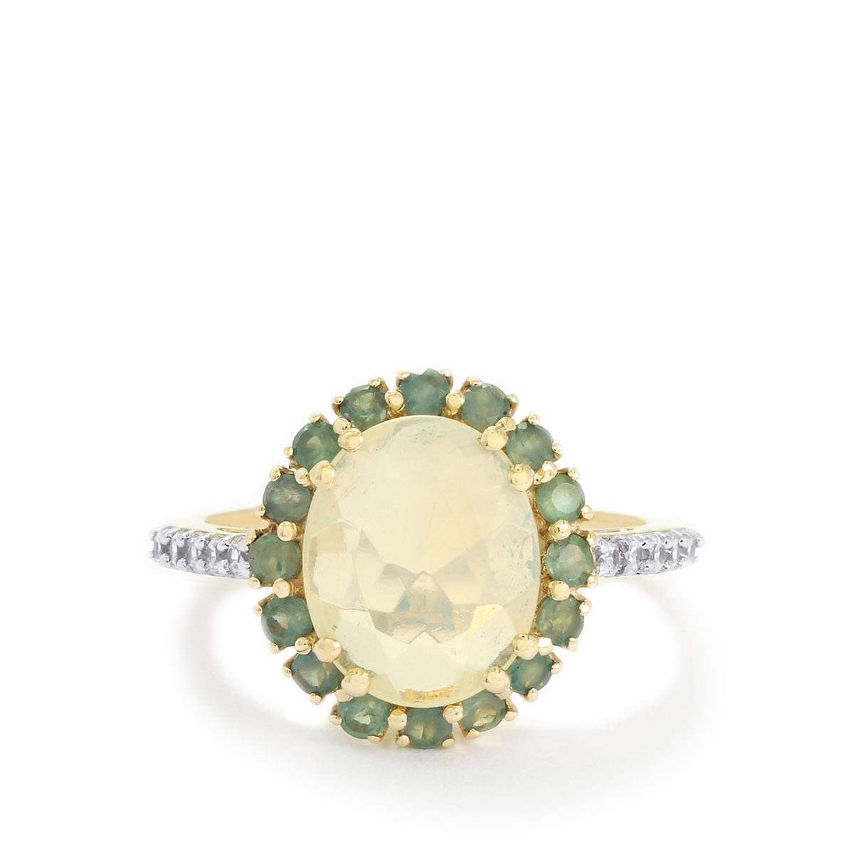 Ethiopian Opal, Orissa Alexandrite & Whire Zircon 9K Gold Ring ATGW 2 ...