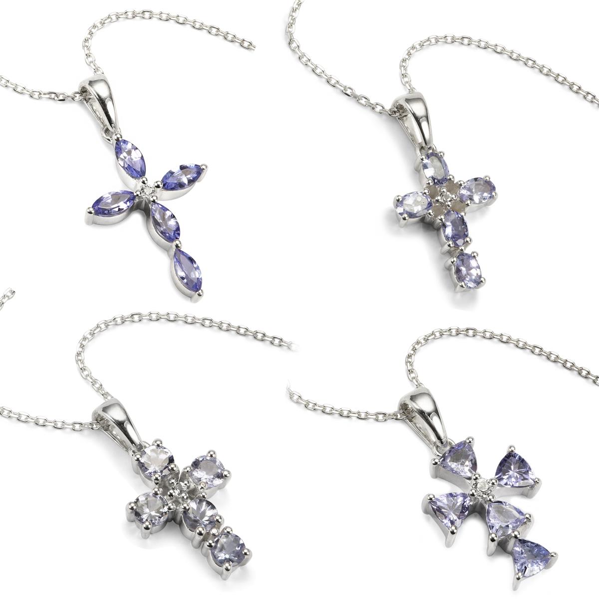 1.30 Carat Genuine Tanzanite and White Topaz .925 Sterling Silver Pendant