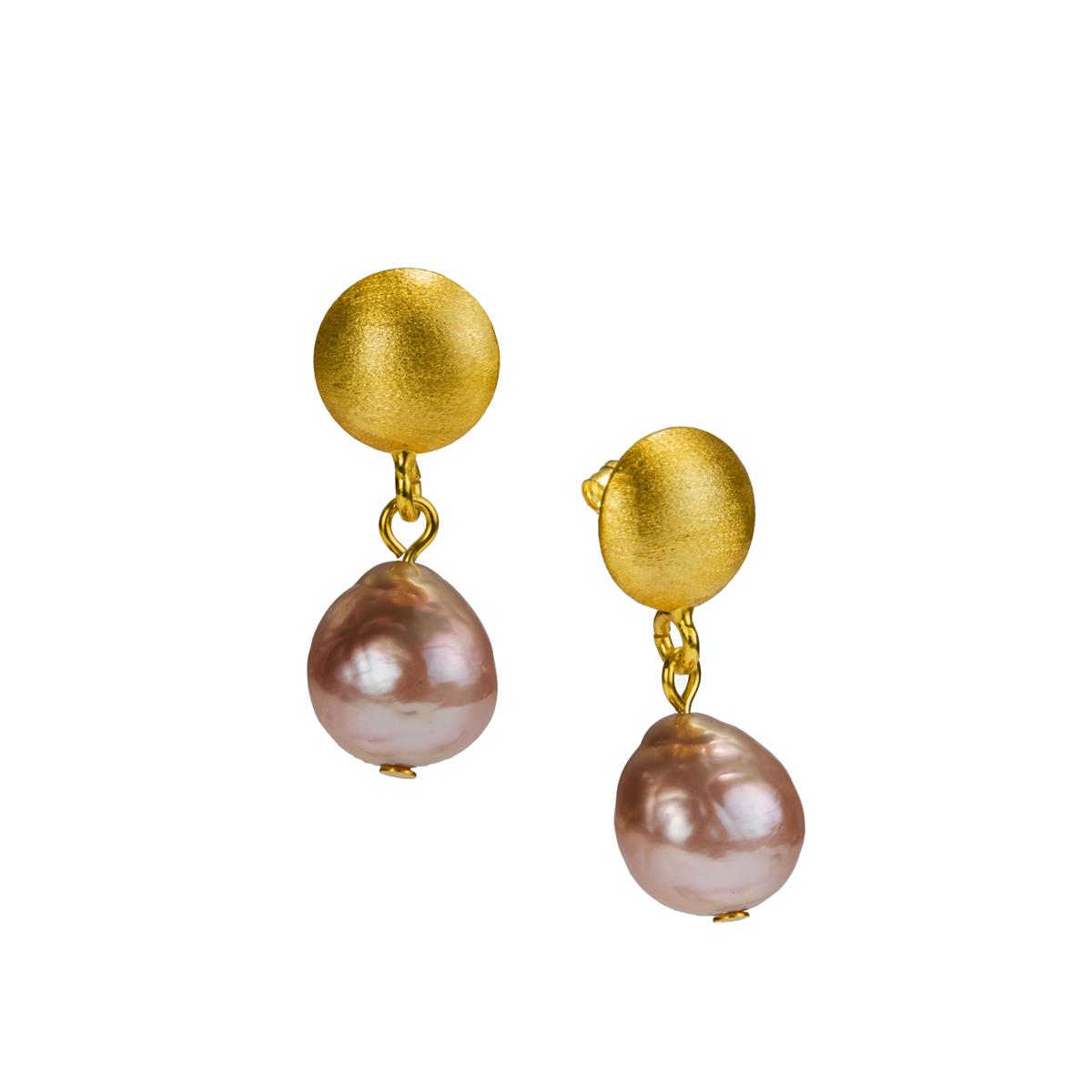 Gold Purple Zirconia Pearl Earrings main image 1