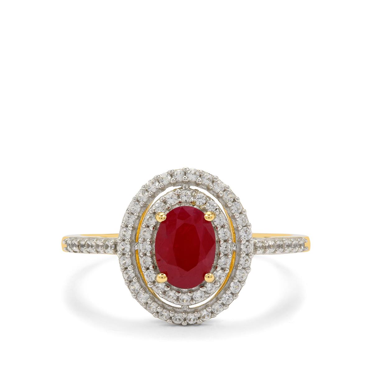 Burmese Ruby & White Zircon 9K Gold Ring ATGW 1.45cts | Gemporia