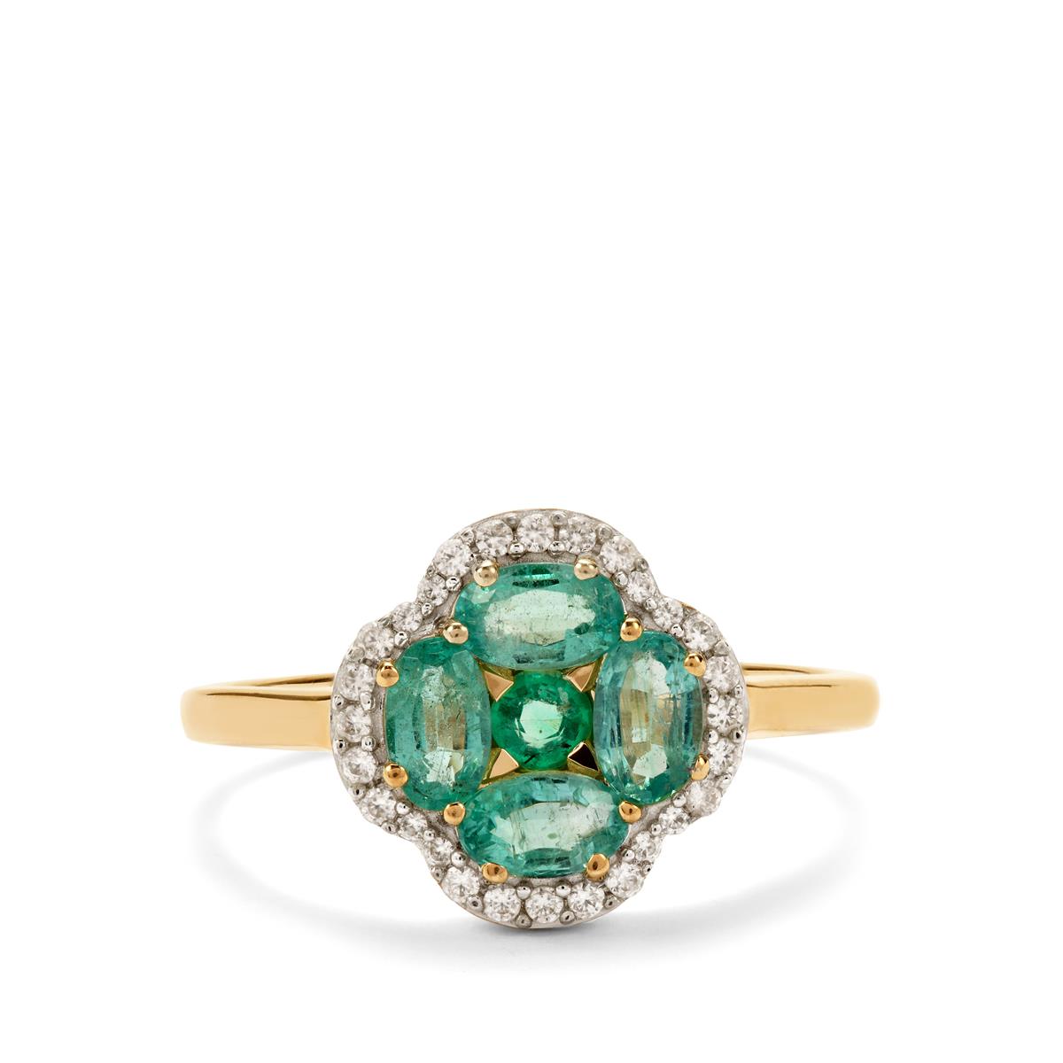 QUEEN　EMERALDASカ－ド（全79枚） Zambian Emerald & White Zircon 9K Gold Signature Ring 1.20