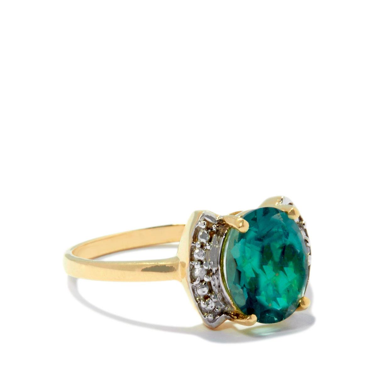 Tucson Green Fluorite And Diamond 9k Gold Ring Atgw 222cts Gemporia