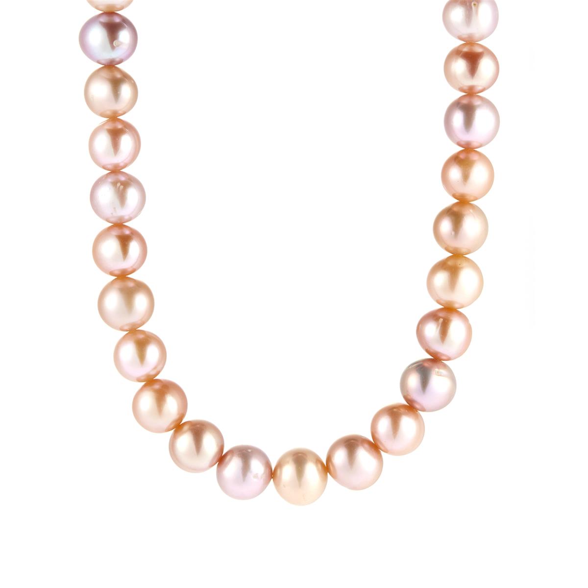 Naturally Papaya Cultured Pearl Sterling Silver Necklace (8mm) Gemporia