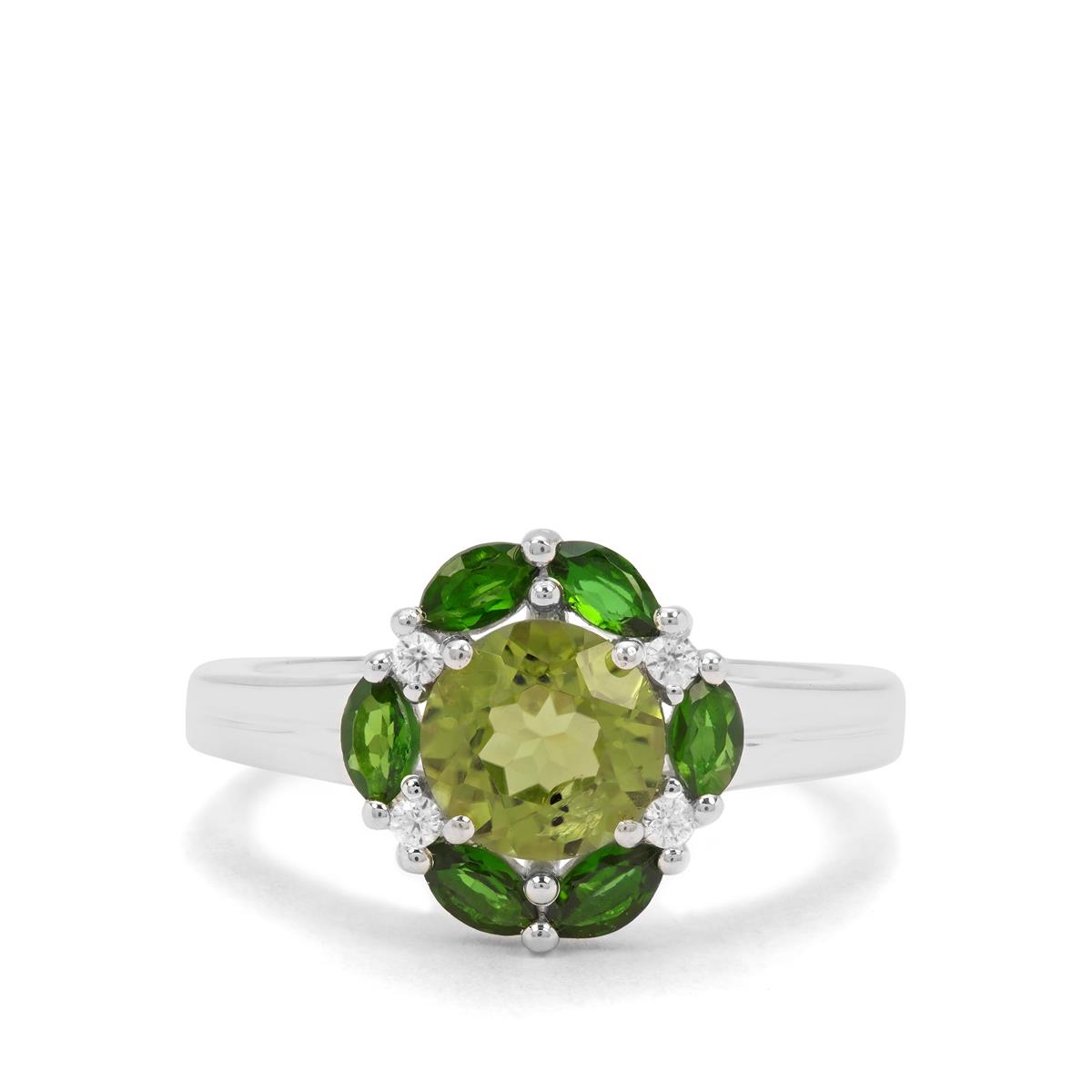 Changbai Peridot, Chrome Diopside & White Zircon Sterling Silver Ring ATGW 2.20cts Gemporia