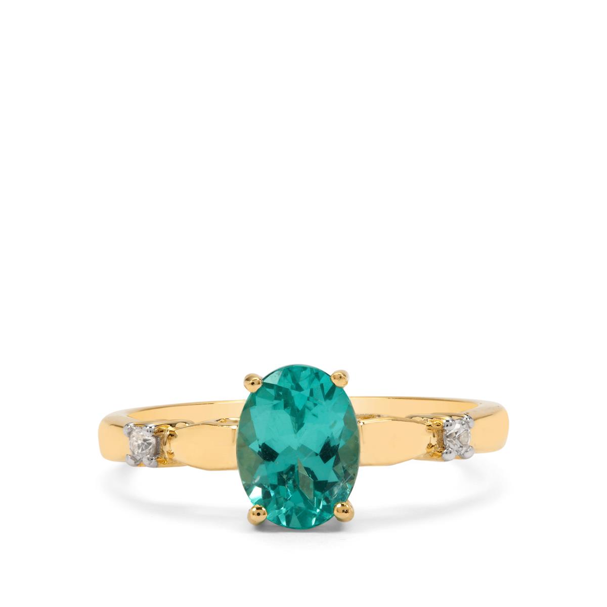 Green Apatite & White Zircon 9K Gold Ring ATGW 1.35cts | Gemporia