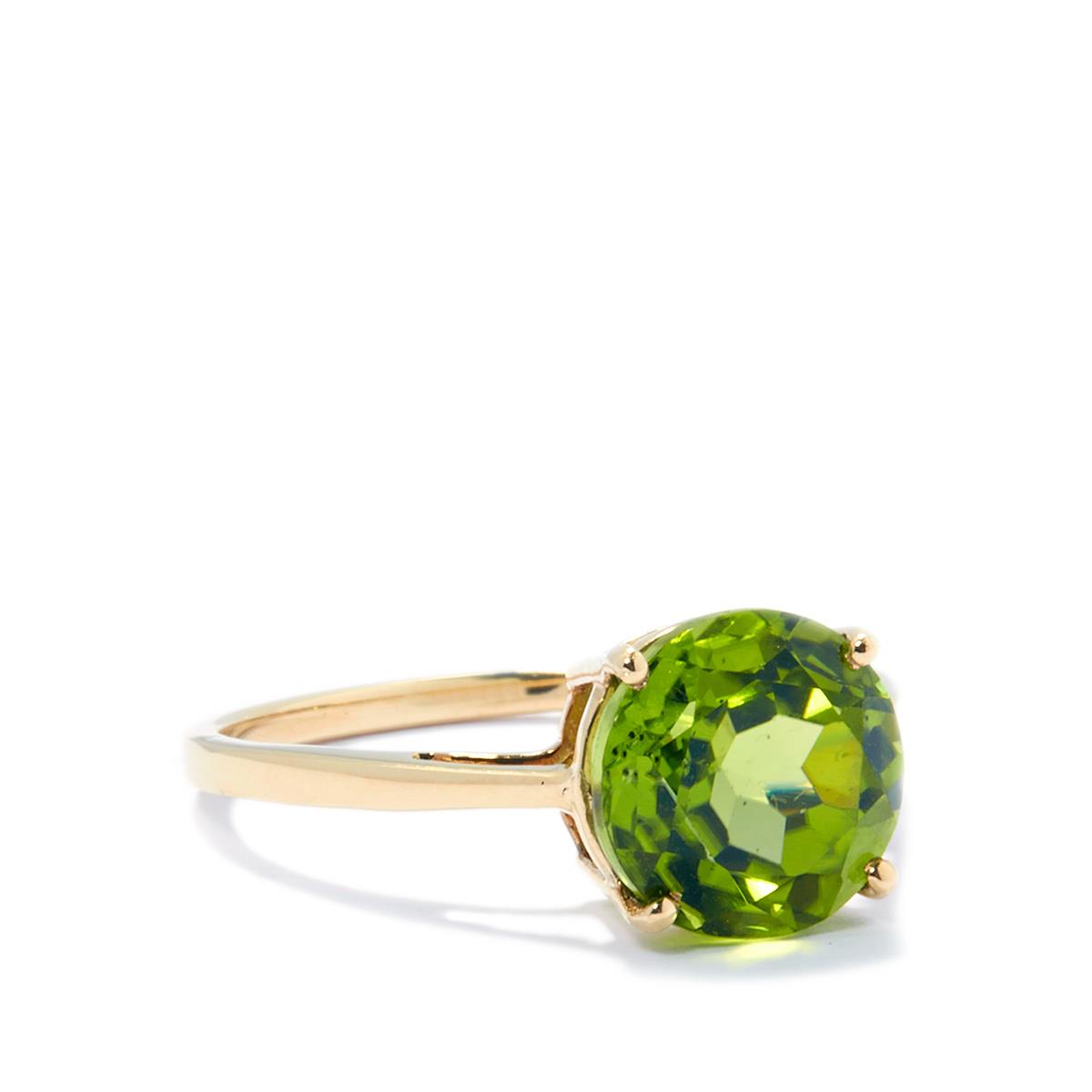Changbai Peridot 9k Gold Ring ATGW 3.21cts Gemporia