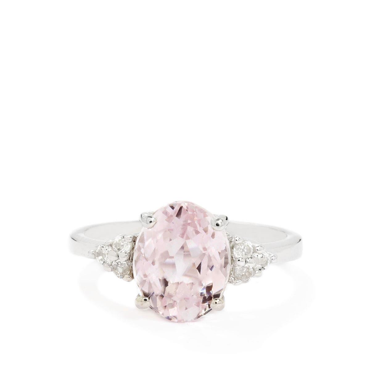 Ice Kunzite & White Topaz Sterling Silver Ring ATGW 3.48cts | Gemporia