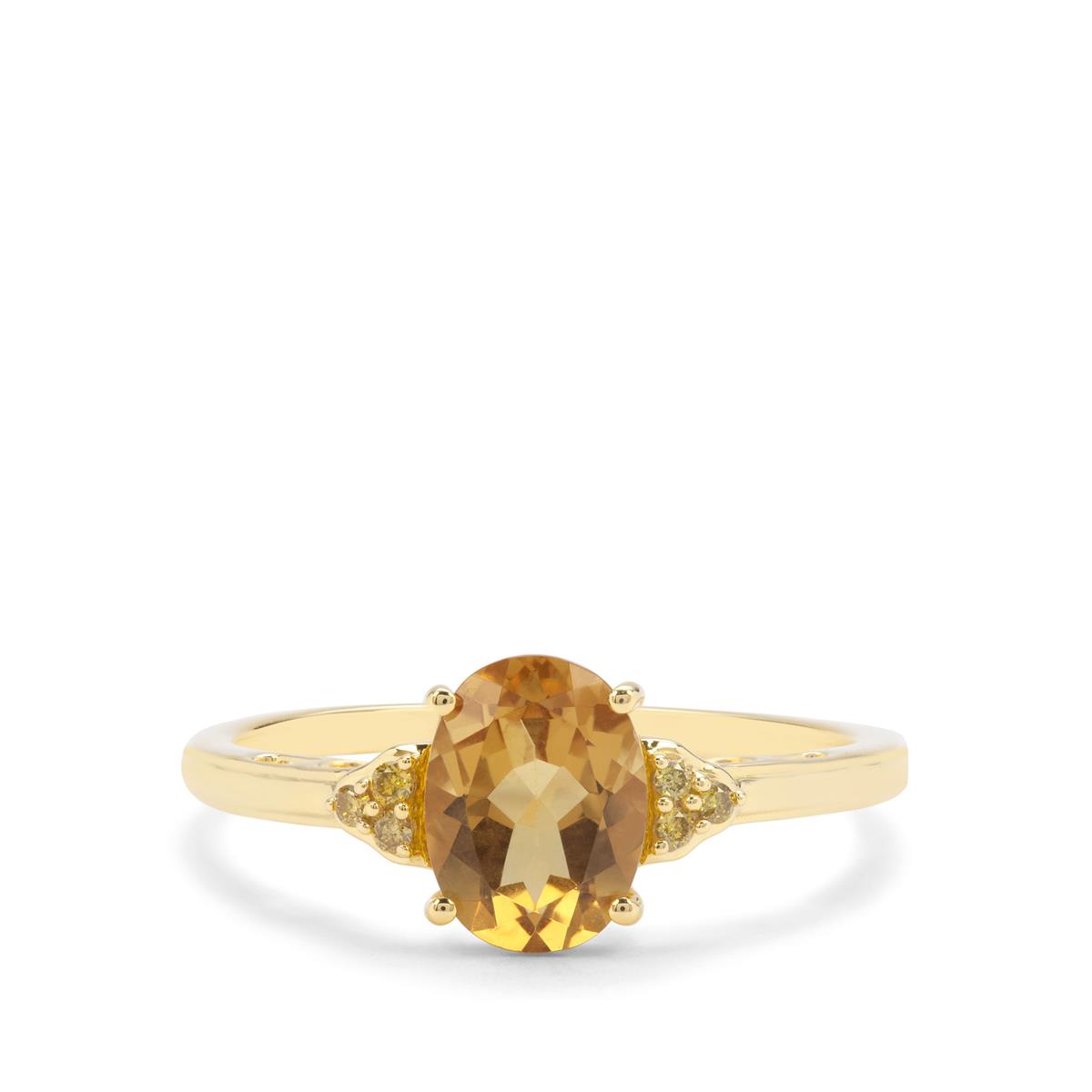 Xia Heliodor & Yellow Diamond 9K Gold Ring ATGW 1.14cts | Gemporia