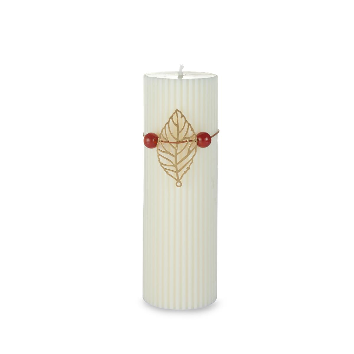 Gem Auras Leaf Pillar Candle with Carnelian Gemstones ATGW 10cts