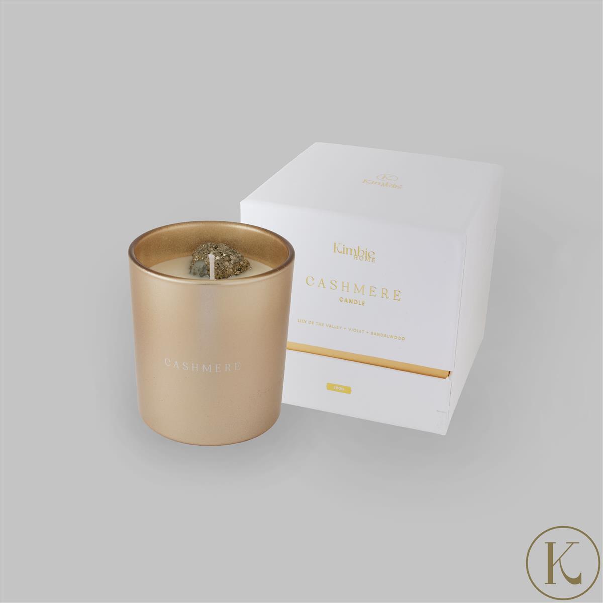 Kimbie Home 200gm Cashmere Candle with Pyrite Objet 150cts Gemporia