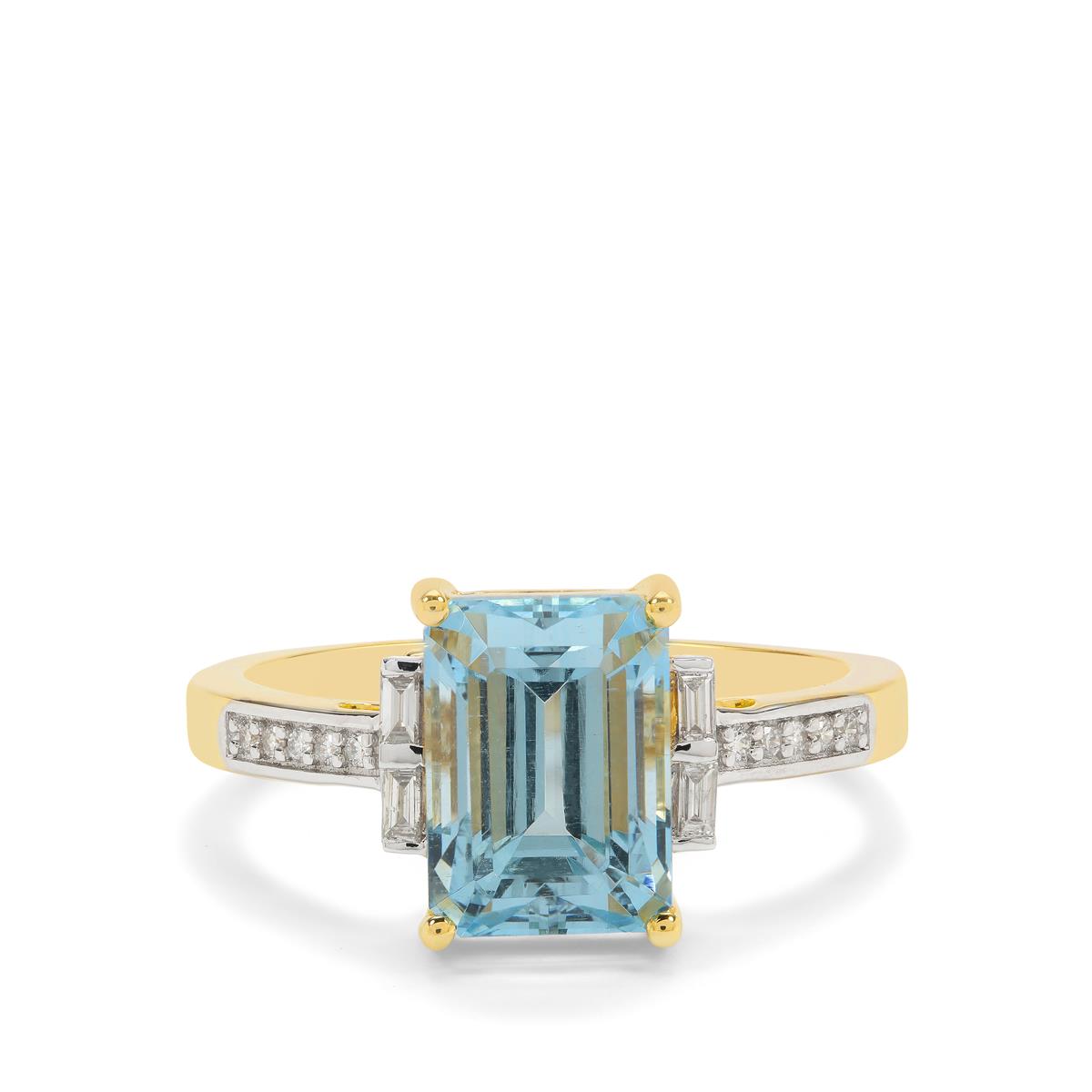 Aquamarine & Diamonds 18K Gold Lorique Ring MTGW 3.46cts | Gemporia