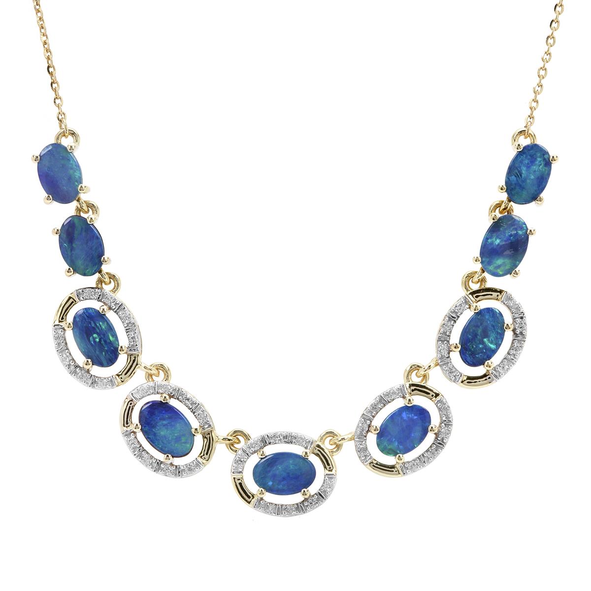 Crystal Opal on Ironstone & White Zircon 9K Gold Tomas Rae Necklace ...