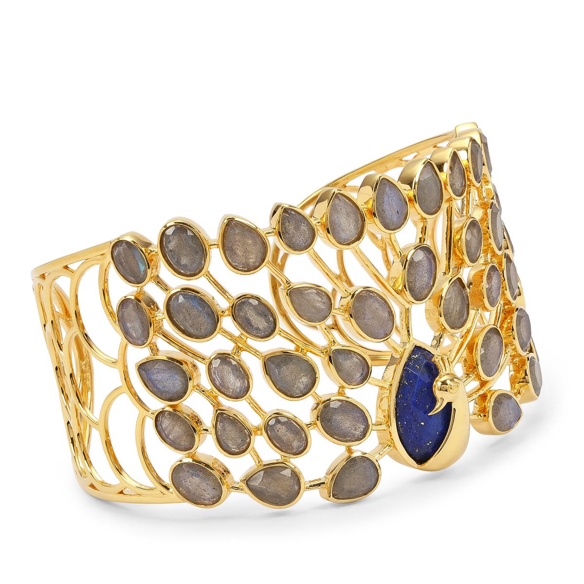 SariSang Lapis Lazuli & Pink Flash Labradorite Midas Peacock Cuff