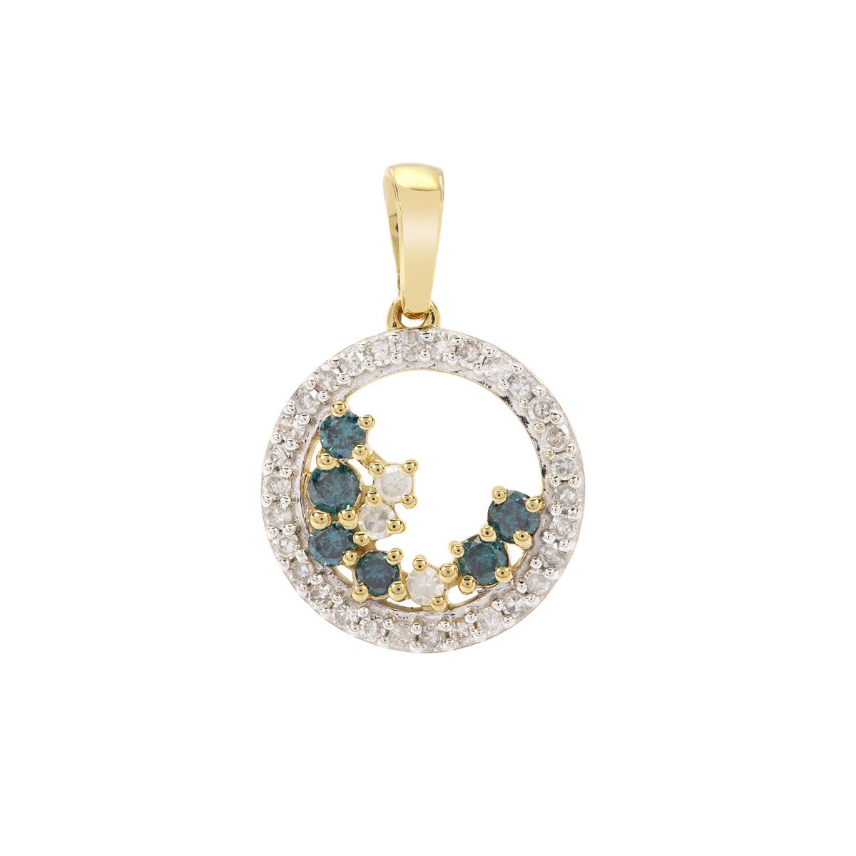 1/3ct Blue, White Diamond 9K Gold Pendant | Gemporia