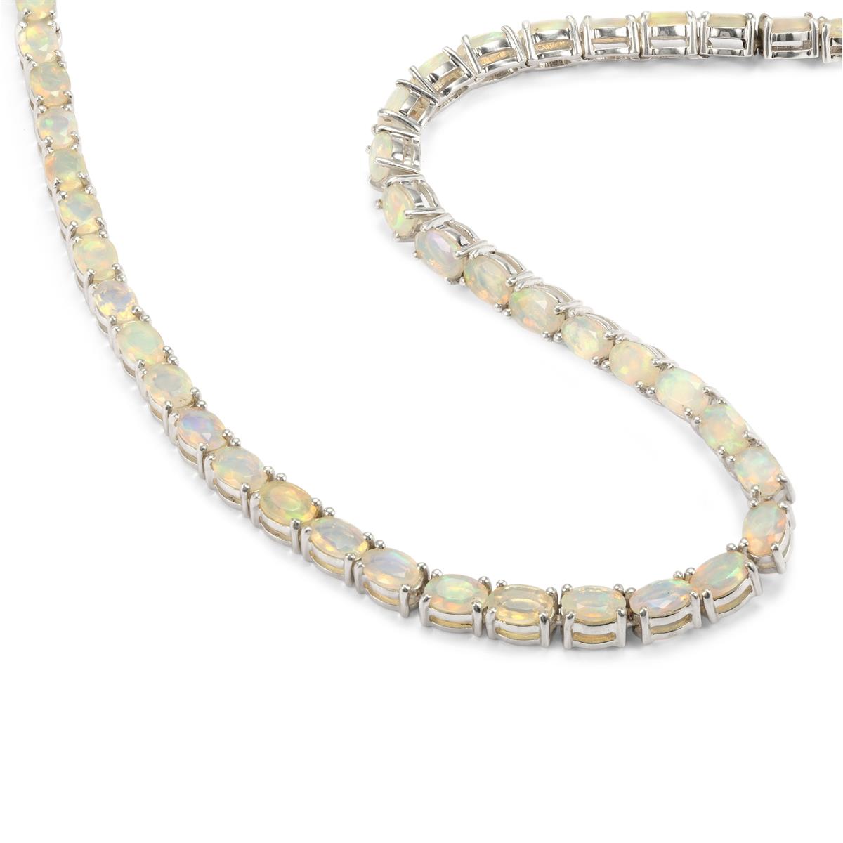 Genuine Ethiopian Opal and Lab Diamond Sterling Silver Star Necklace