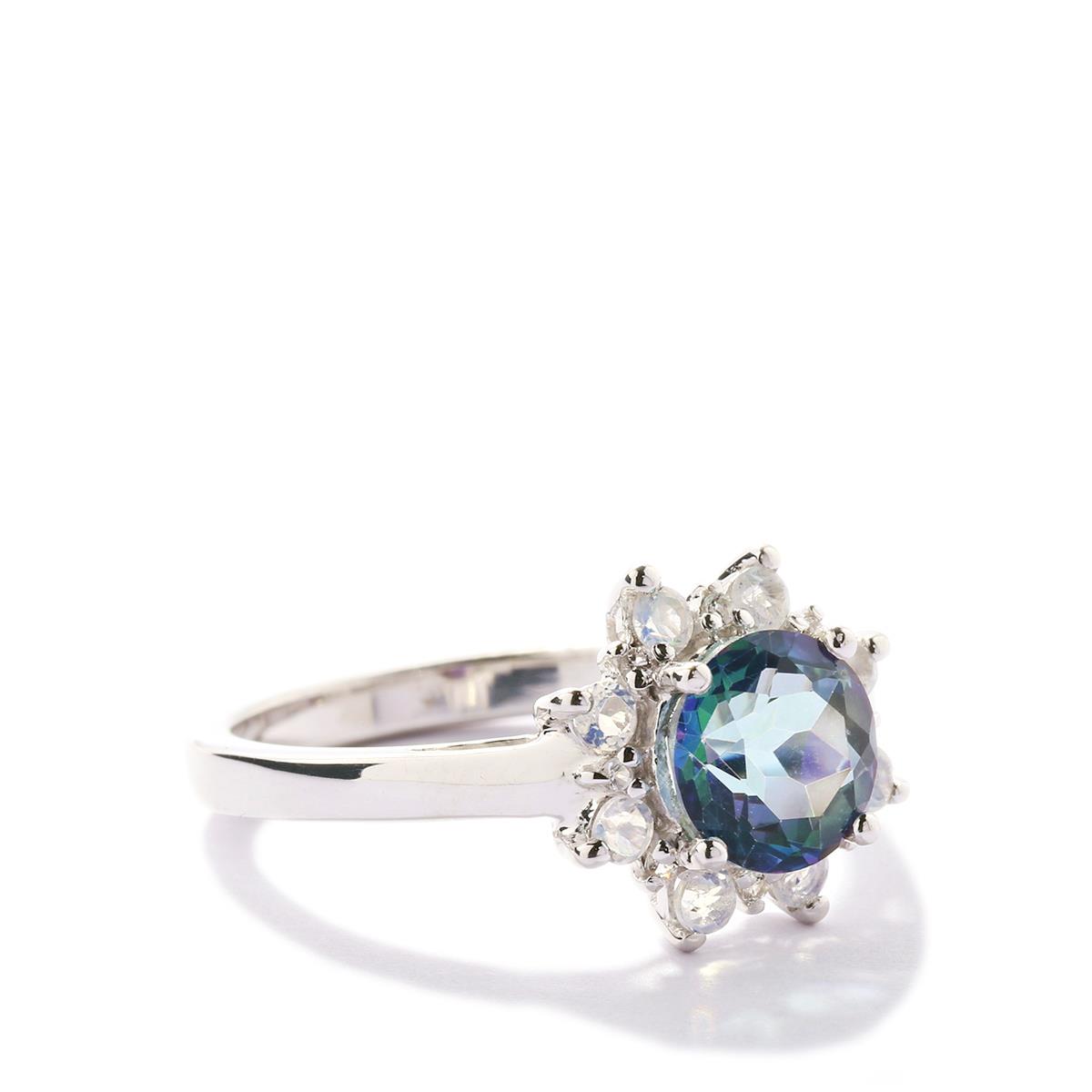 Mystic Neptune Garden Topaz, Rainbow Moonstone & White Topaz Sterling