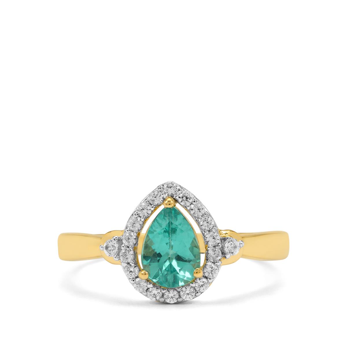 Botli Green Apatite & White Zircon 9K Gold Ring ATGW 1cts | Gemporia