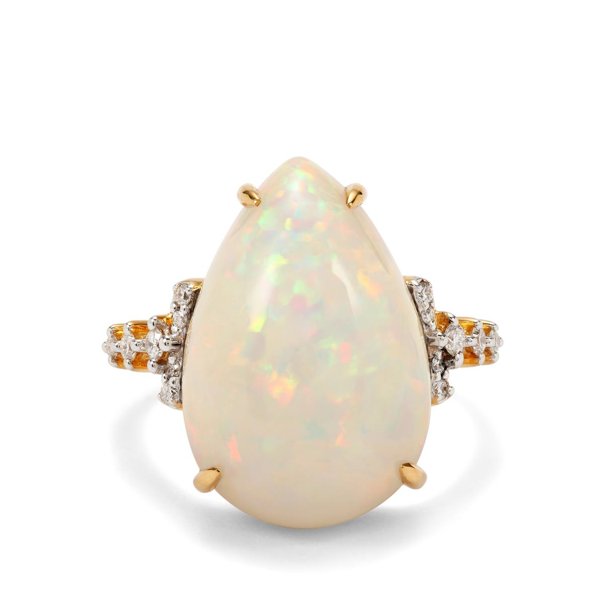18K Gold Plated 12mm Round Ethiopian Opal Ring